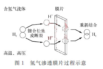 氫氣滲透膜片過(guò)程示意